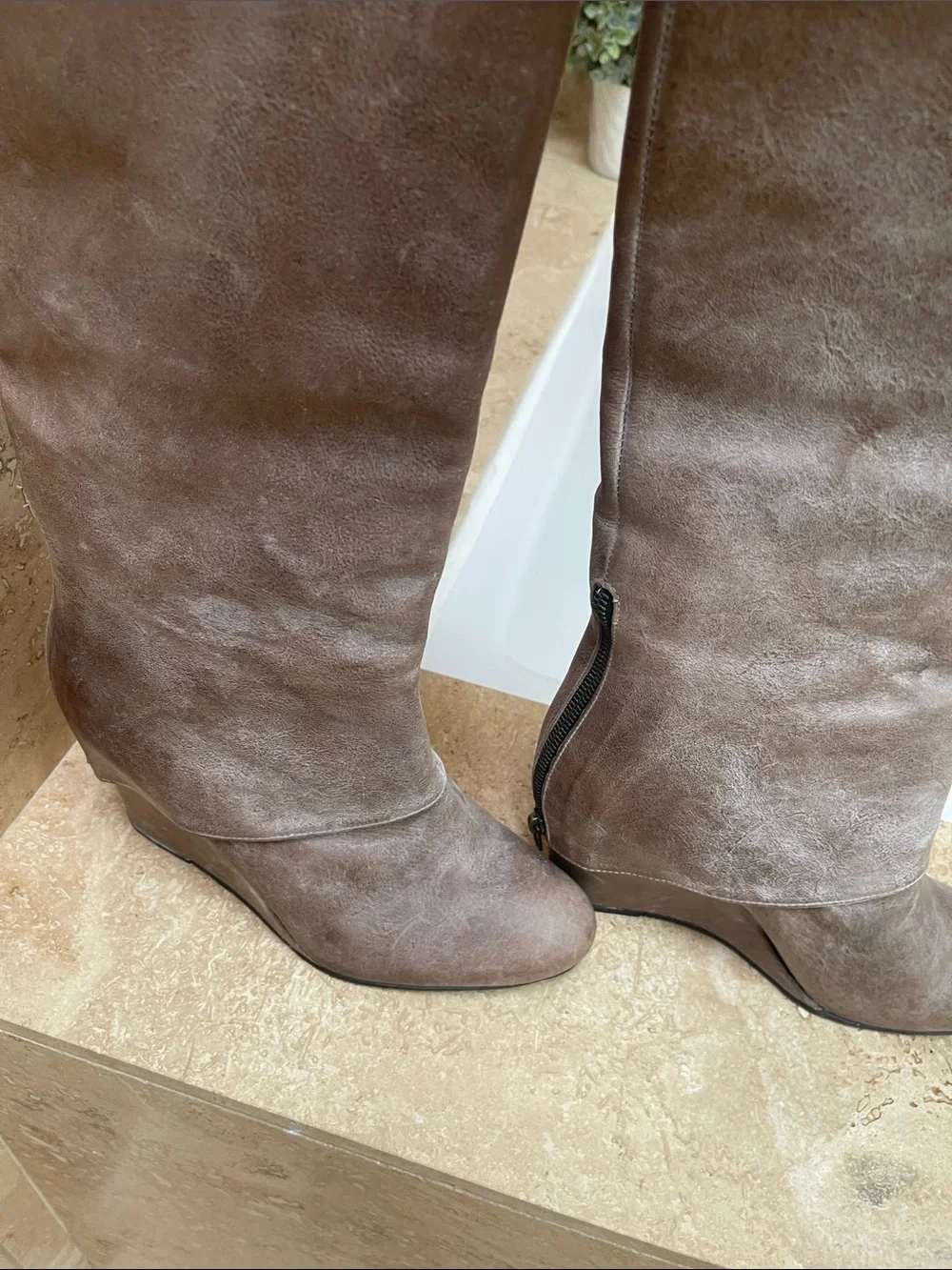 Tall Women's Taupe Suede Boots - Classic Knee-High Style- Steven